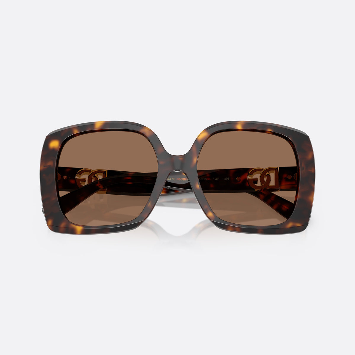 Dolce & Gabbana DG 4475 502/73 sunglasses, havana oversize frame for women, plain bridge, brand logo on temples, full-rim frame, folded