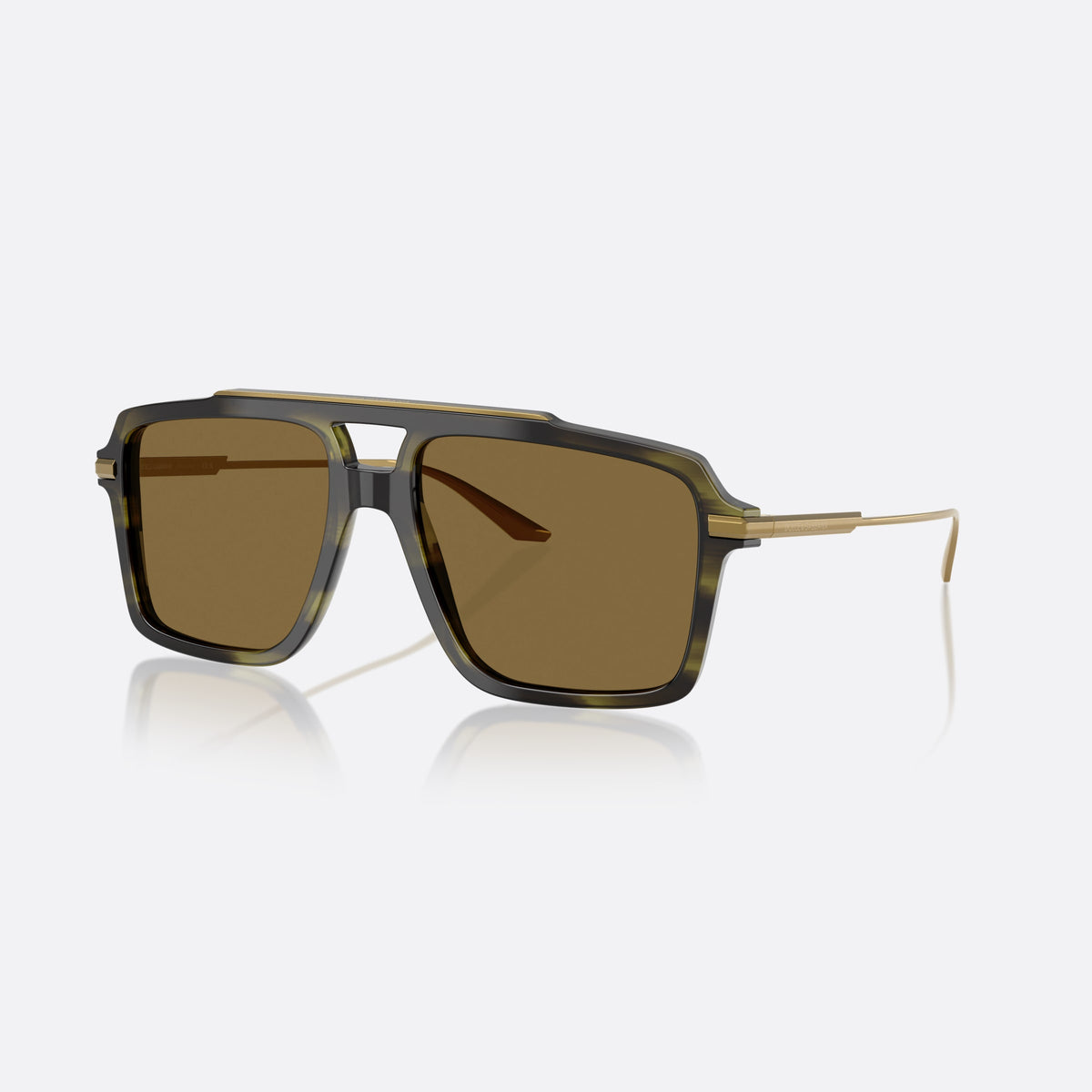 Dolce & Gabbana DG 4477 3447S7 sunglasses, green squared frame for men, double bridge with metal top bar, full-rim frame
