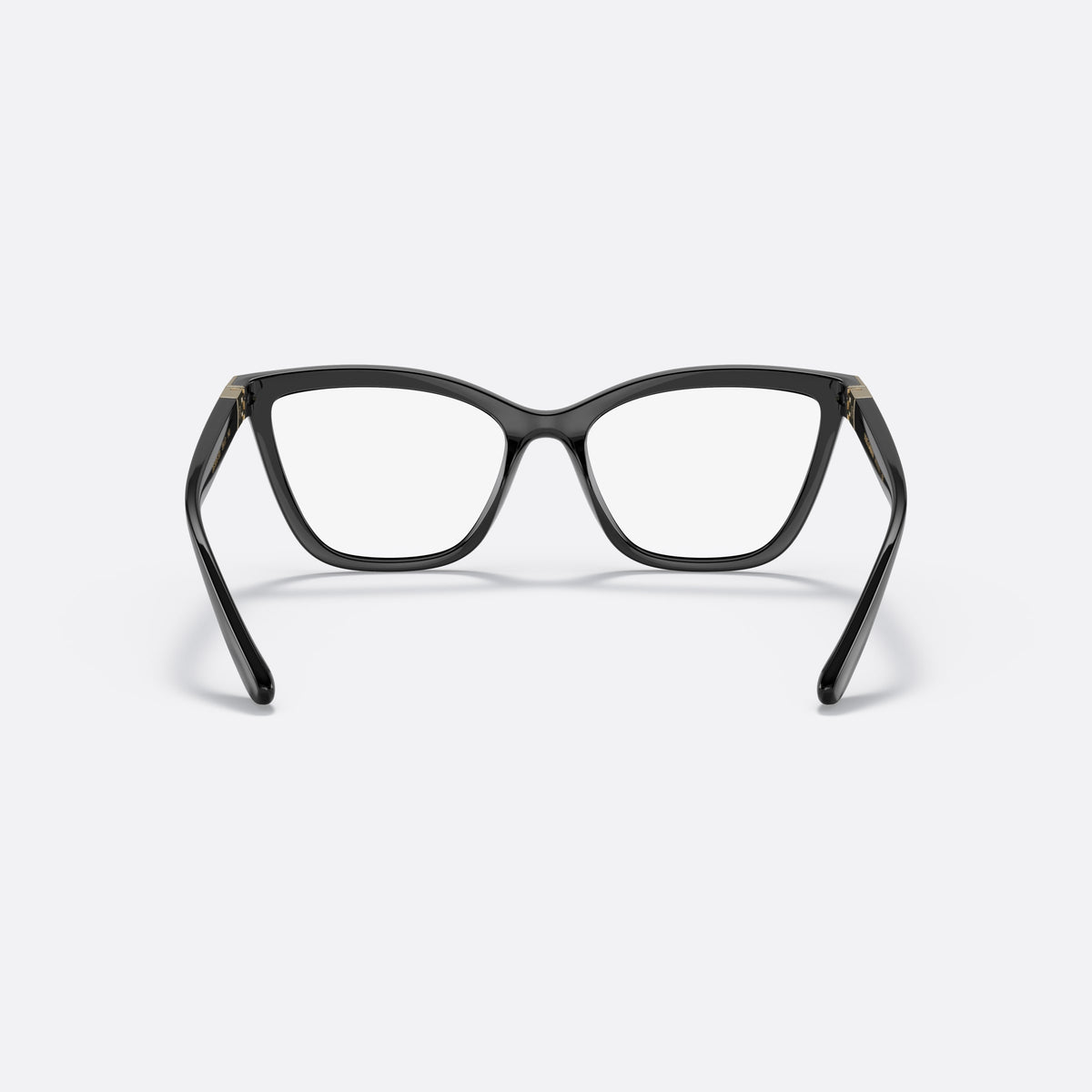 Dolce & Gabbana DG 5076 501 eyeglasses, black cat eye frame for women, plain bridge, brand lettering on temples, back view