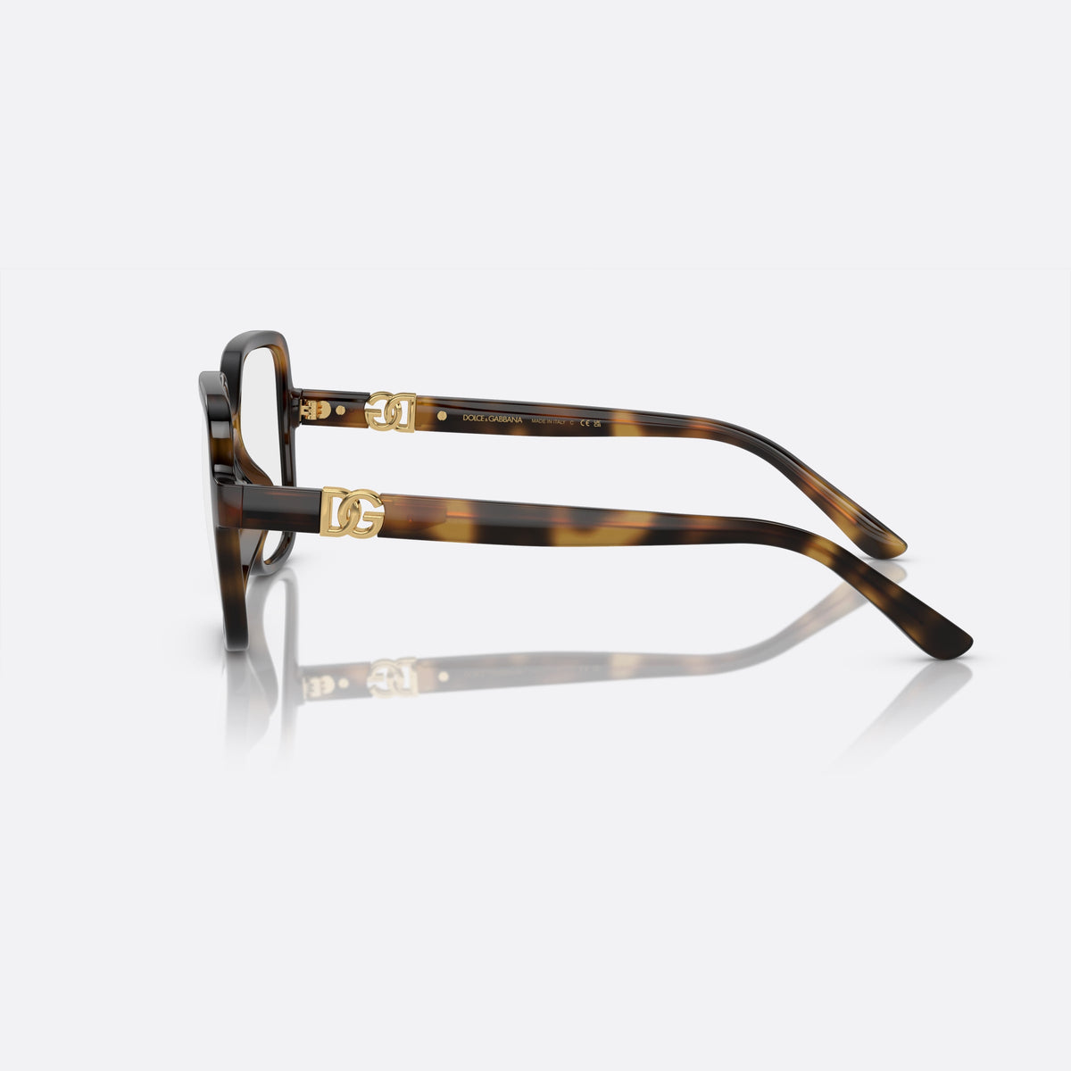 Dolce & Gabbana DG 5105U 502 N eyeglasses, havana oversize frame for women, plain bridge, brand logo plaque on temples, full-rim frame, side view