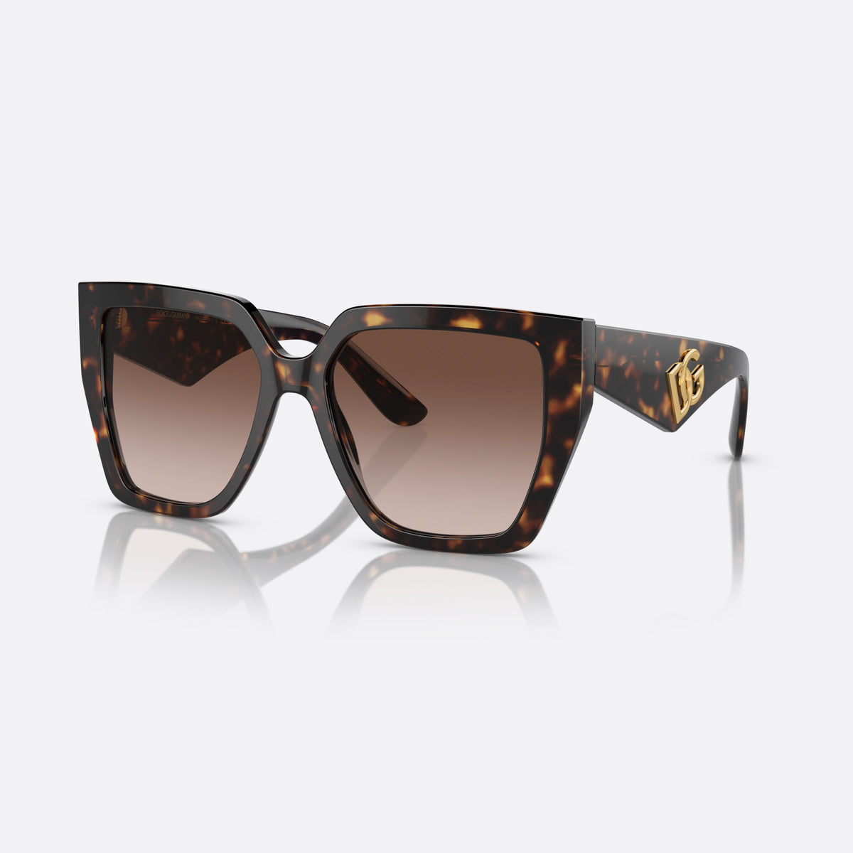 Ochelari de soare Dolce & Gabbana DG Crossed DG4438 502/13, fluture havana, pentru femei, punte dublă cu decupaj central, brațe late conice