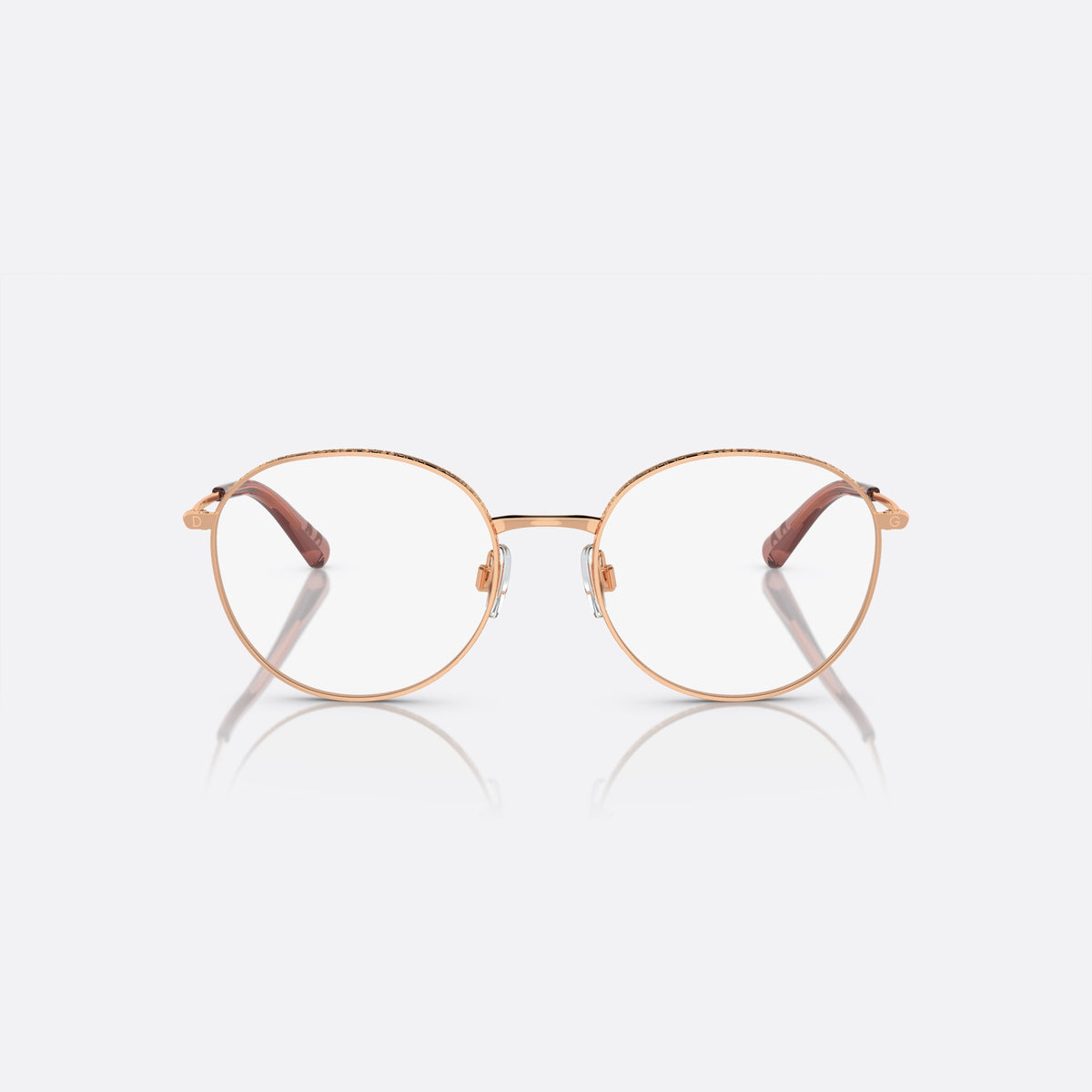 Rame ochelari de vedere Dolce & Gabbana DG1322 1298, rotunzi auriu, pentru femei, punte metalică simplă, logo-ul brandului pe braț, vedere din față