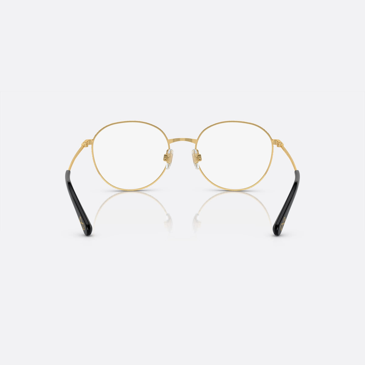 Rame ochelari de vedere Dolce & Gabbana DG1322 1334, rotunzi auriu, pentru femei, punte metalică simplă, logo al brandului pe balama, vedere din spate