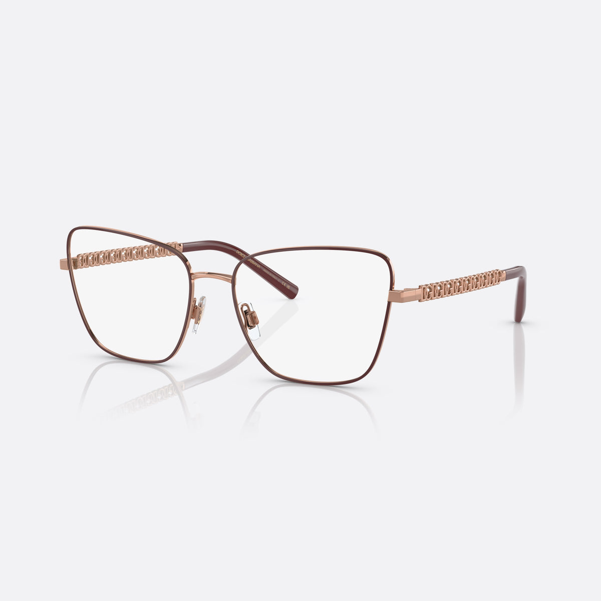 Rame ochelari de vedere Dolce & Gabbana DG1346 1333, fluture roz, pentru femei, punte metalică simplă, literele brandului pe brațe