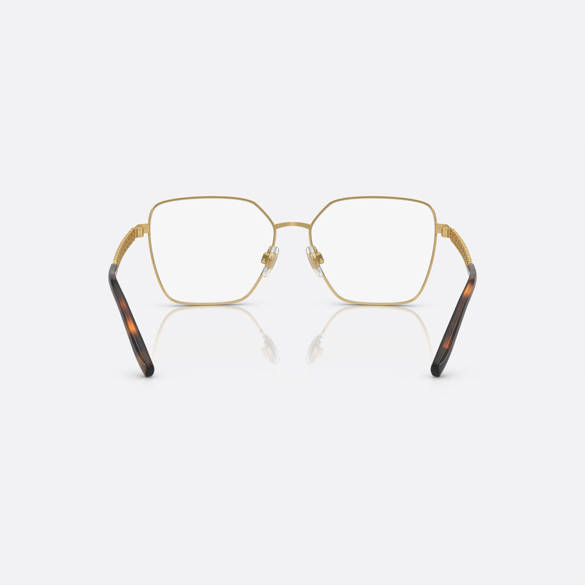 Rame ochelari de vedere Dolce & Gabbana DG1351 02, patrati auriu, pentru femei, punte metalică simplă, literele brandului pe brațe, vedere din spate