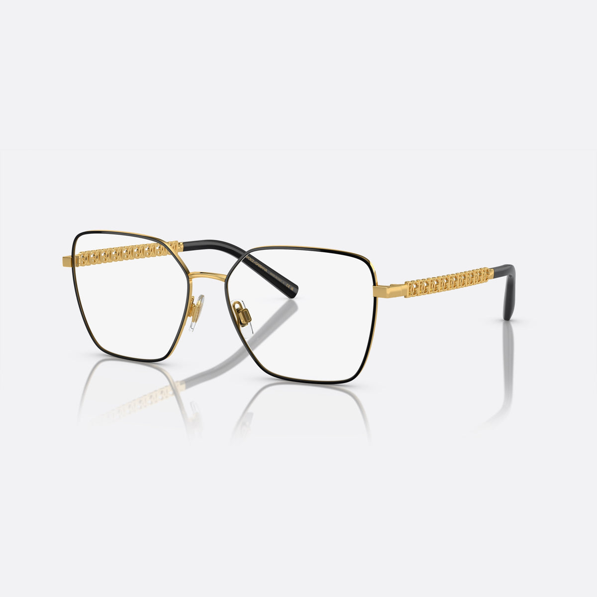 Rame ochelari de vedere Dolce & Gabbana DG1351 1334, patrati negru, pentru femei, punte metalică simplă, logo-ul brandului pe brațe