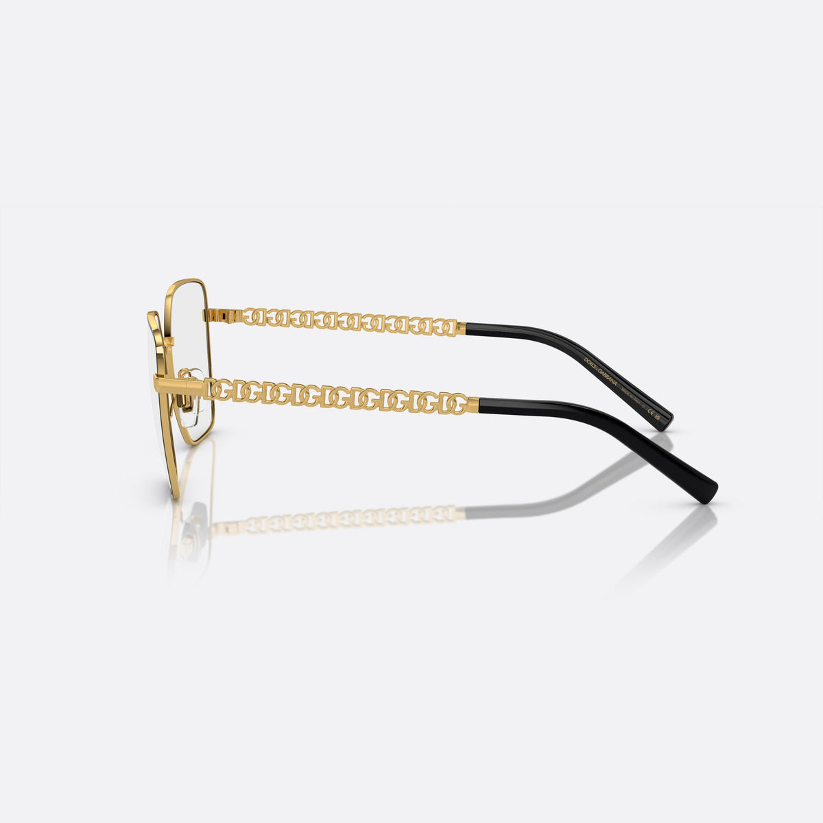 Rame ochelari de vedere Dolce & Gabbana DG1351 1334, patrati negru, pentru femei, punte metalică simplă, logo-ul brandului pe brațe, vedere laterală