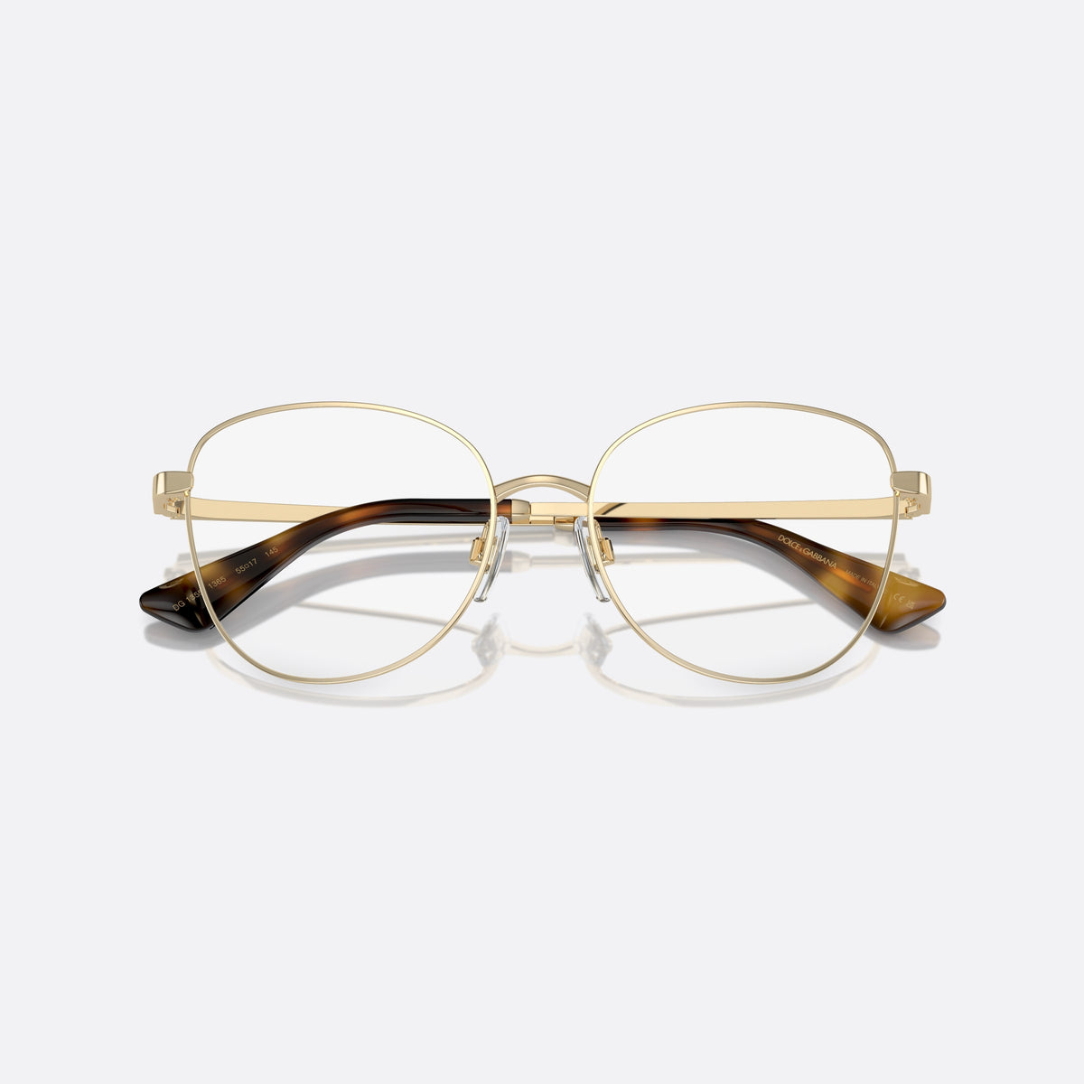 Rame ochelari de vedere Dolce & Gabbana DG1355 1365, fluture auriu, pentru femei, punte în șa cu arc metalic, ramă completă metalică, cu brațele pliate