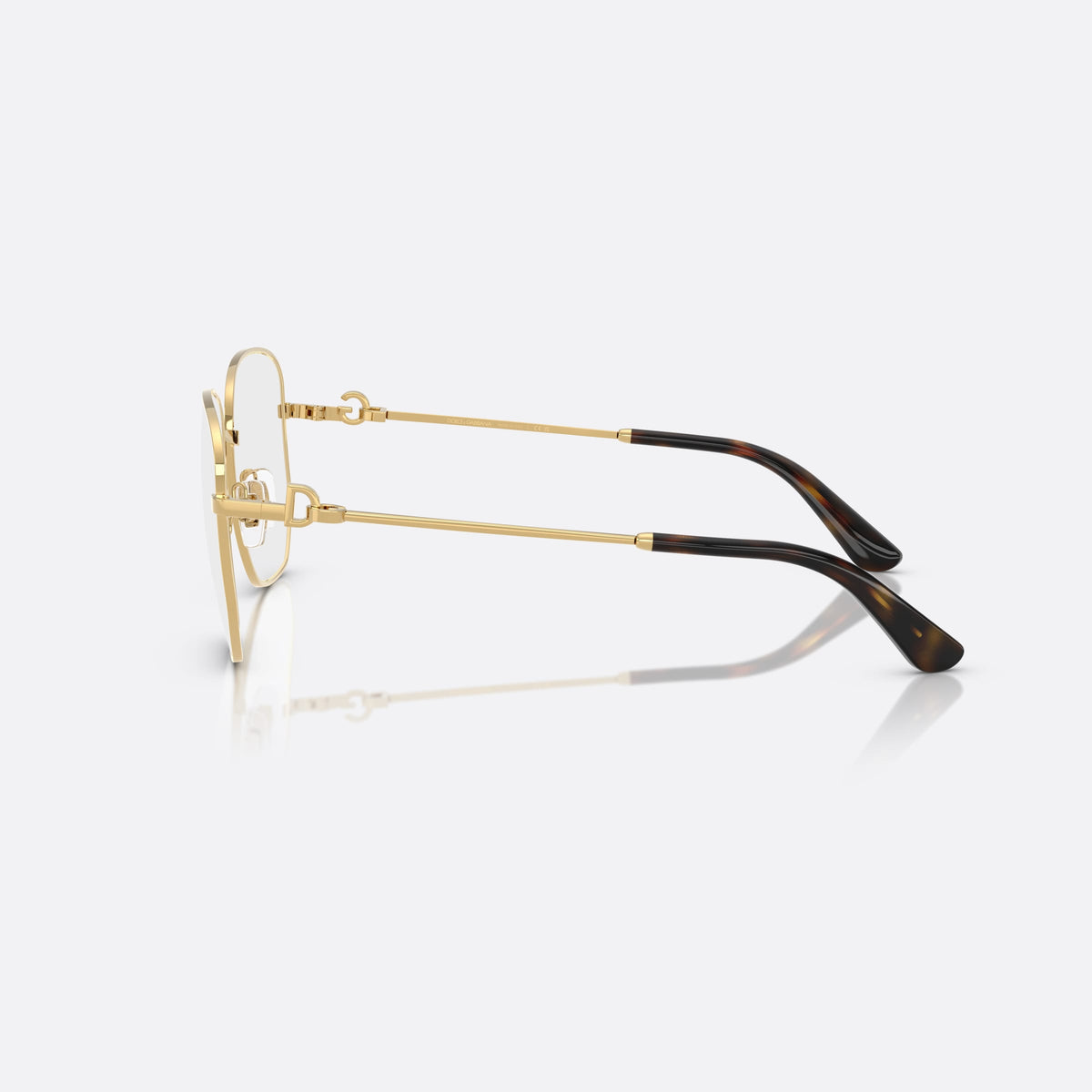 Rame ochelari de vedere Dolce & Gabbana DG1356 02, phantos auriu, pentru femei, punte metalică simplă, placă cu logo pe brațe, vedere laterală