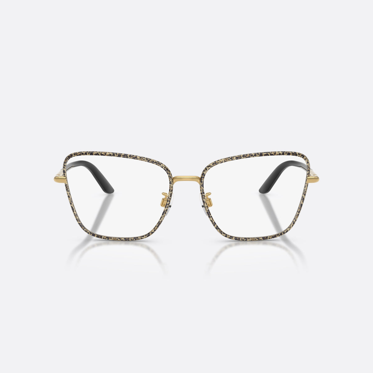 Rame ochelari de vedere Dolce & Gabbana DG1359 1364, cat eye auriu, pentru femei, punte metalică tip șa, literele brandului pe brațe, vedere din față