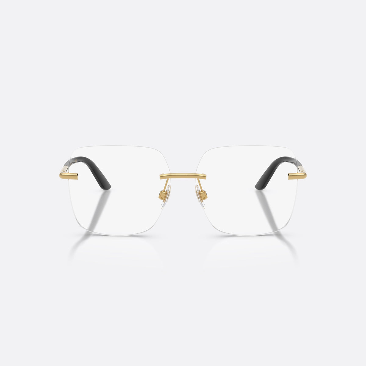 Rame ochelari de vedere Dolce & Gabbana DG1360 02, patrati auriu, pentru femei, punte din bară metalică subțire, literele brandului pe brațe, vedere din față
