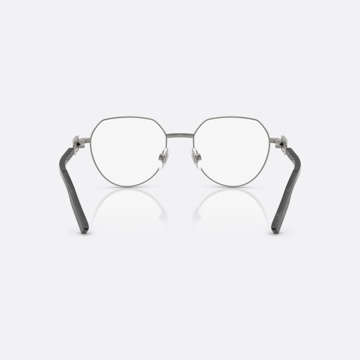 Dolce & Gabbana DG1362 04 eyeglasses, grey phantos frame for men, plain metal bridge, brand lettering on temples, back view