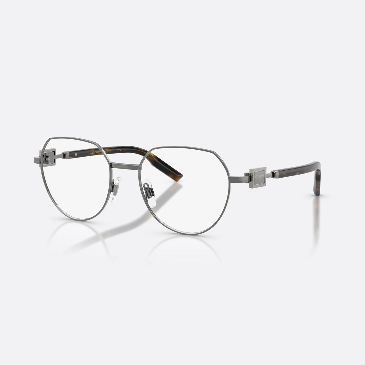 Dolce & Gabbana DG1362 1335 eyeglasses, brown phantos frame for men, plain metal bridge, brand logo plaque on temple
