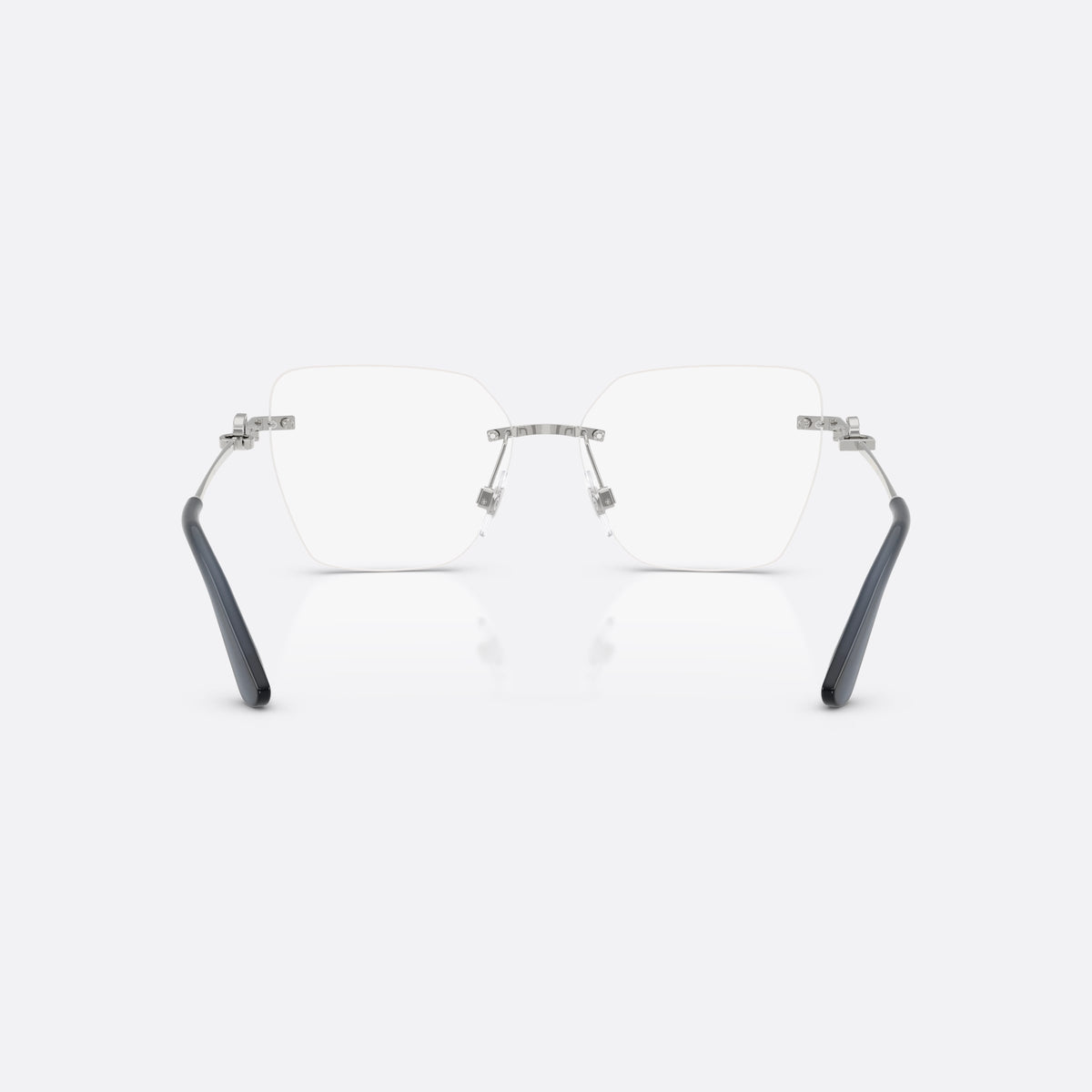 Rame ochelari de vedere Dolce & Gabbana DG1363 05, cat eye argintiu, pentru femei, punte metalică simplă, placă cu logo pe brațe, vedere din spate