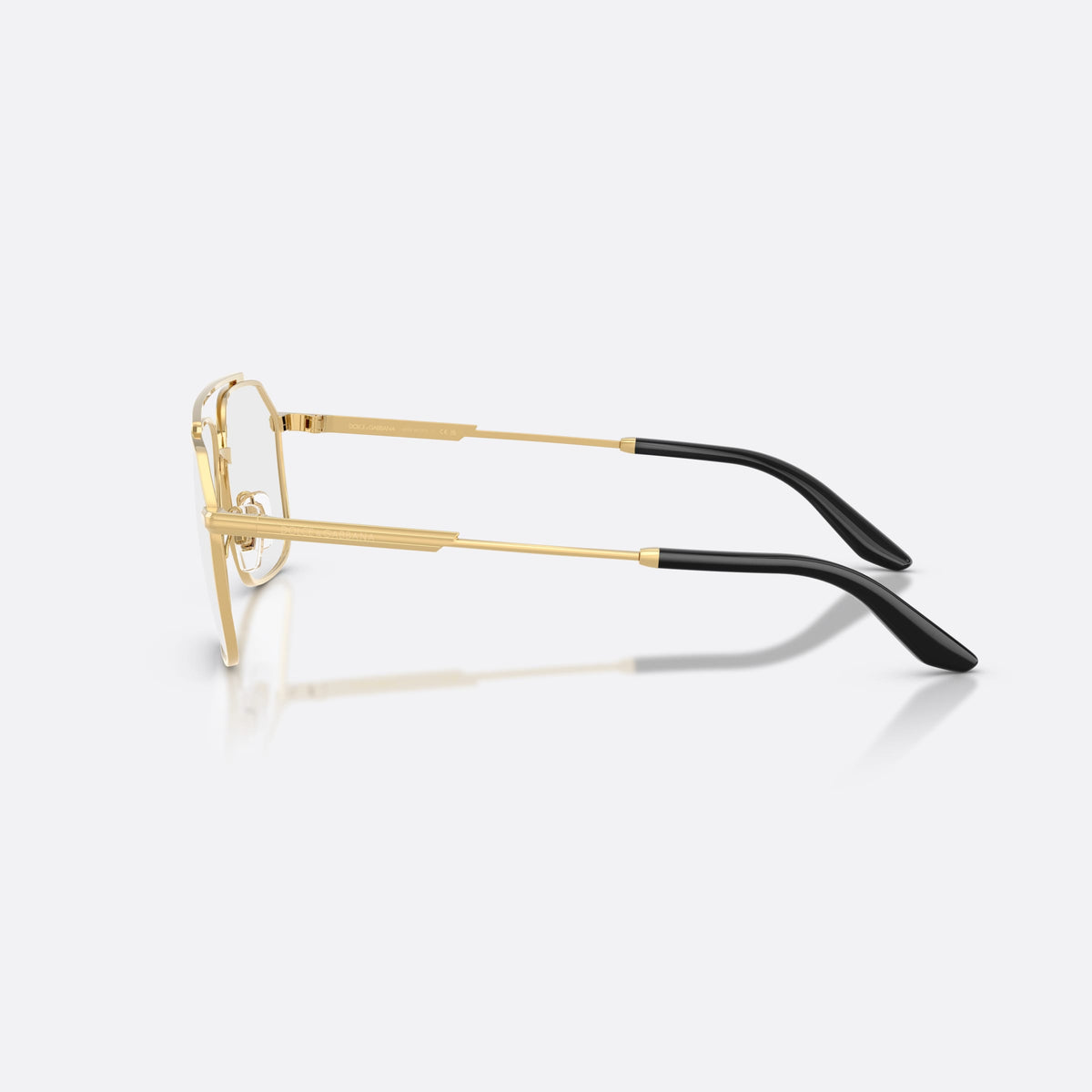 Rame ochelari de vedere Dolce & Gabbana DG1364 02, pilot auriu, pentru bărbați, punte dublă cu bară superioară, literele brandului pe brațe, vedere laterală