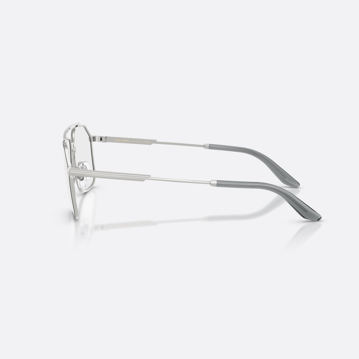 Rame ochelari de vedere Dolce & Gabbana DG1364 1324, pilot argintiu, pentru bărbați, punte dublă cu bară superioară, vârfuri de braț conice, vedere laterală