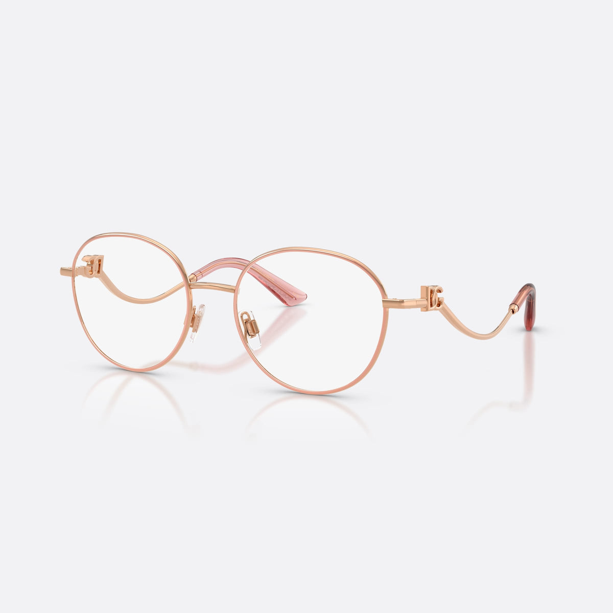 Rame ochelari de vedere Dolce & Gabbana DG1365 1369, rotunzi roz, pentru femei, punte subțire din metal, placă cu logoul brandului pe brațe