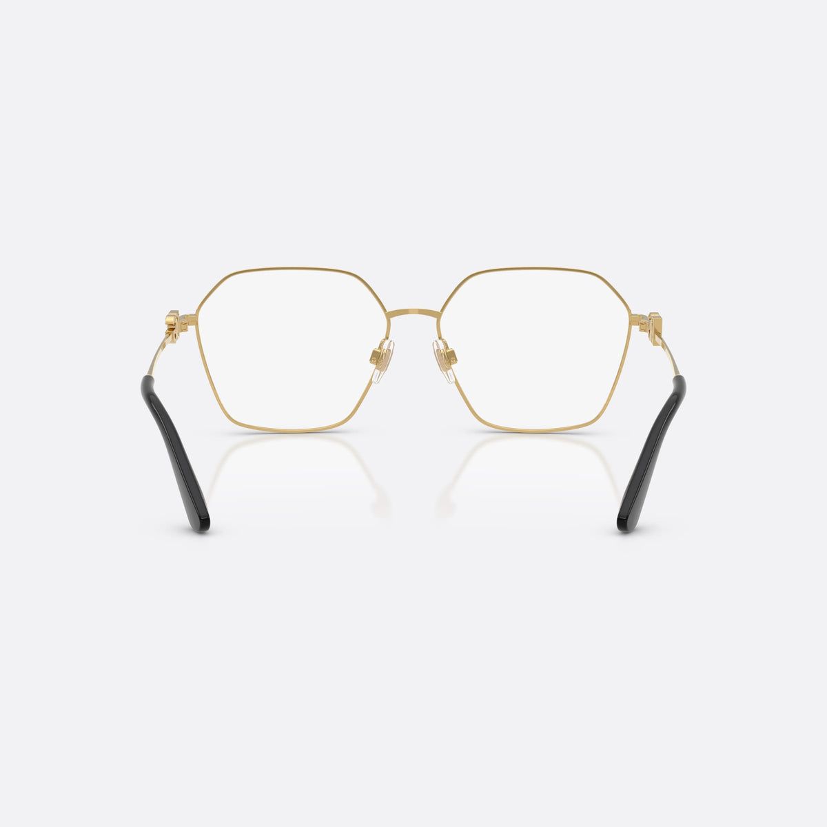 Dolce & Gabbana DG1366 1334 eyeglasses, black phantos frame for women, saddle bridge with gold-tone metal, gold-tone metal hardware, back view