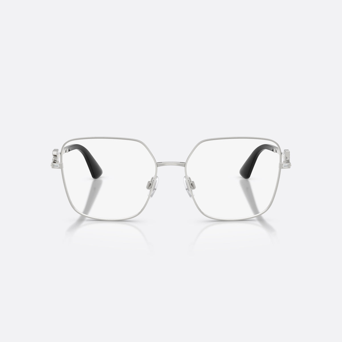 Rame ochelari de vedere Dolce & Gabbana DG1367B 05, patrati argintiu, pentru femei, punte metalică simplă, plachetă cu sigla brandului pe brațe, vedere din față