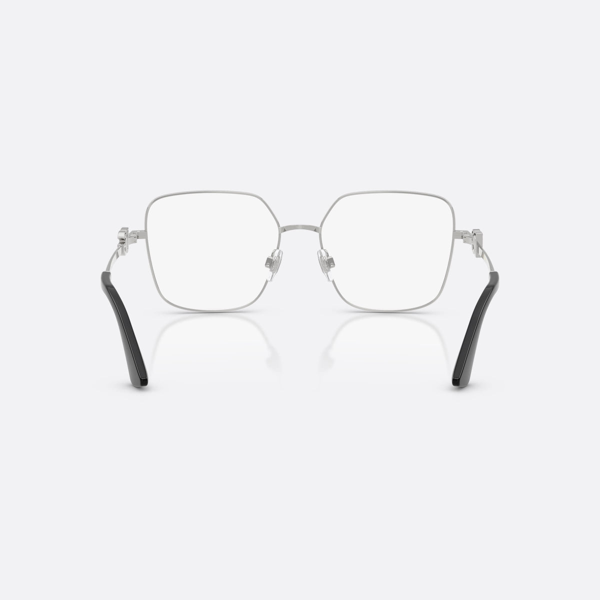 Rame ochelari de vedere Dolce & Gabbana DG1367B 05, patrati argintiu, pentru femei, punte metalică simplă, plachetă cu sigla brandului pe brațe, vedere din spate