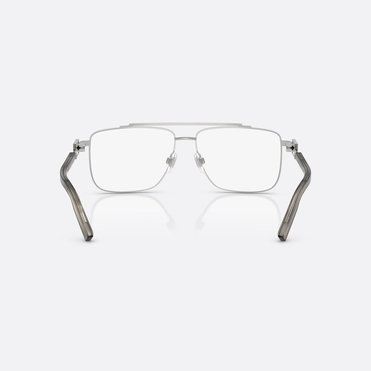 Dolce & Gabbana DG1368 05 eyeglasses, silver pilot frame for men, double bridge with top bar, full-rim metal frame, back view