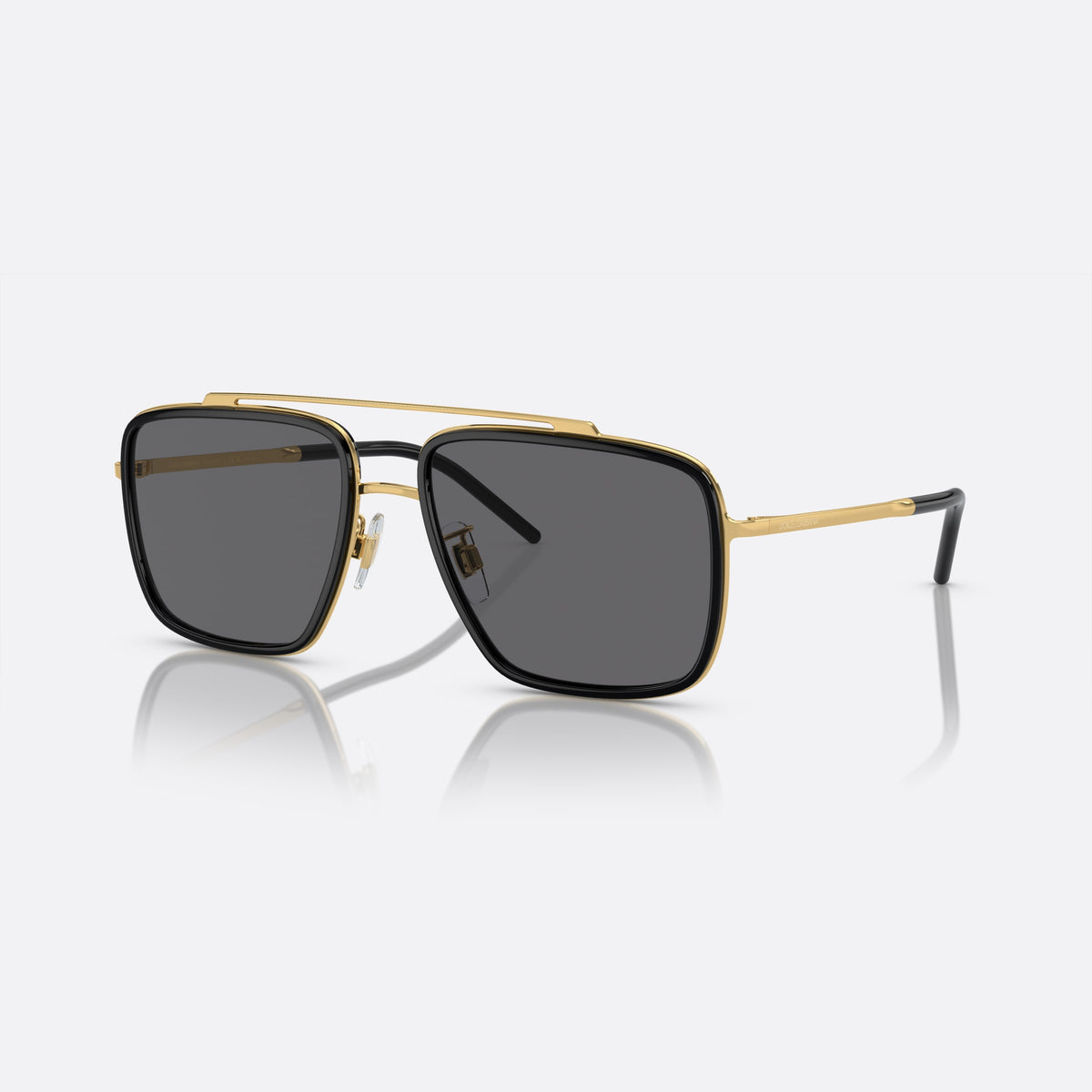 Dolce & Gabbana DG2220 02/81 sunglasses, black square frame for men, double bridge with top bar