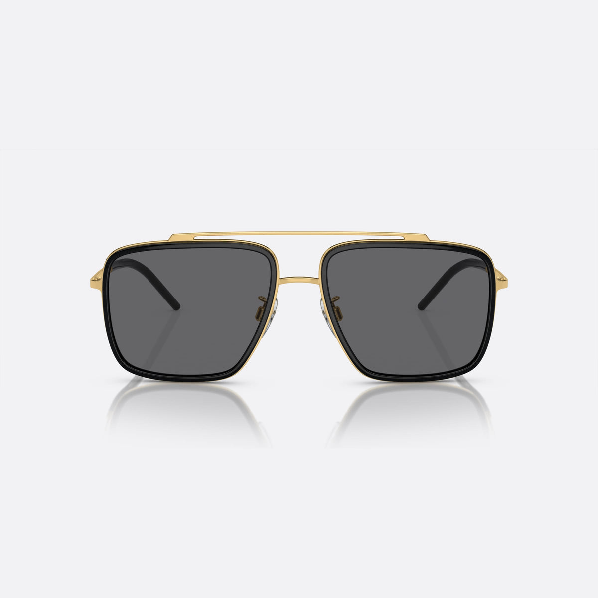Dolce & Gabbana DG2220 02/81 sunglasses, black square frame for men, double bridge with top bar, front view
