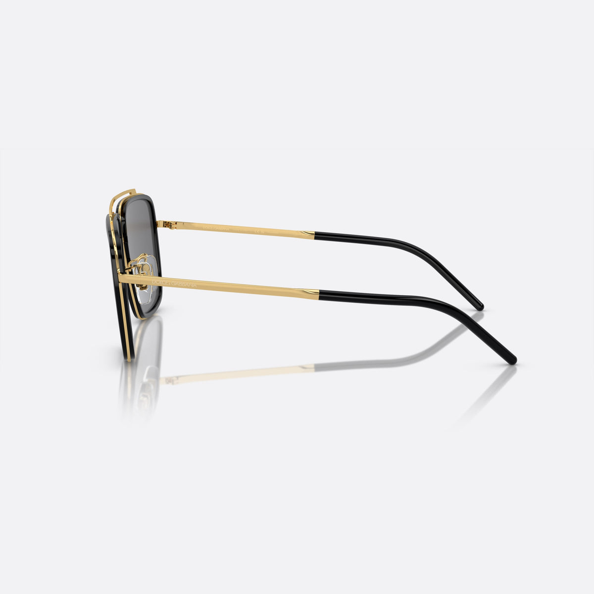 Dolce & Gabbana DG2220 02/81 sunglasses, black square frame for men, double bridge with top bar, side view