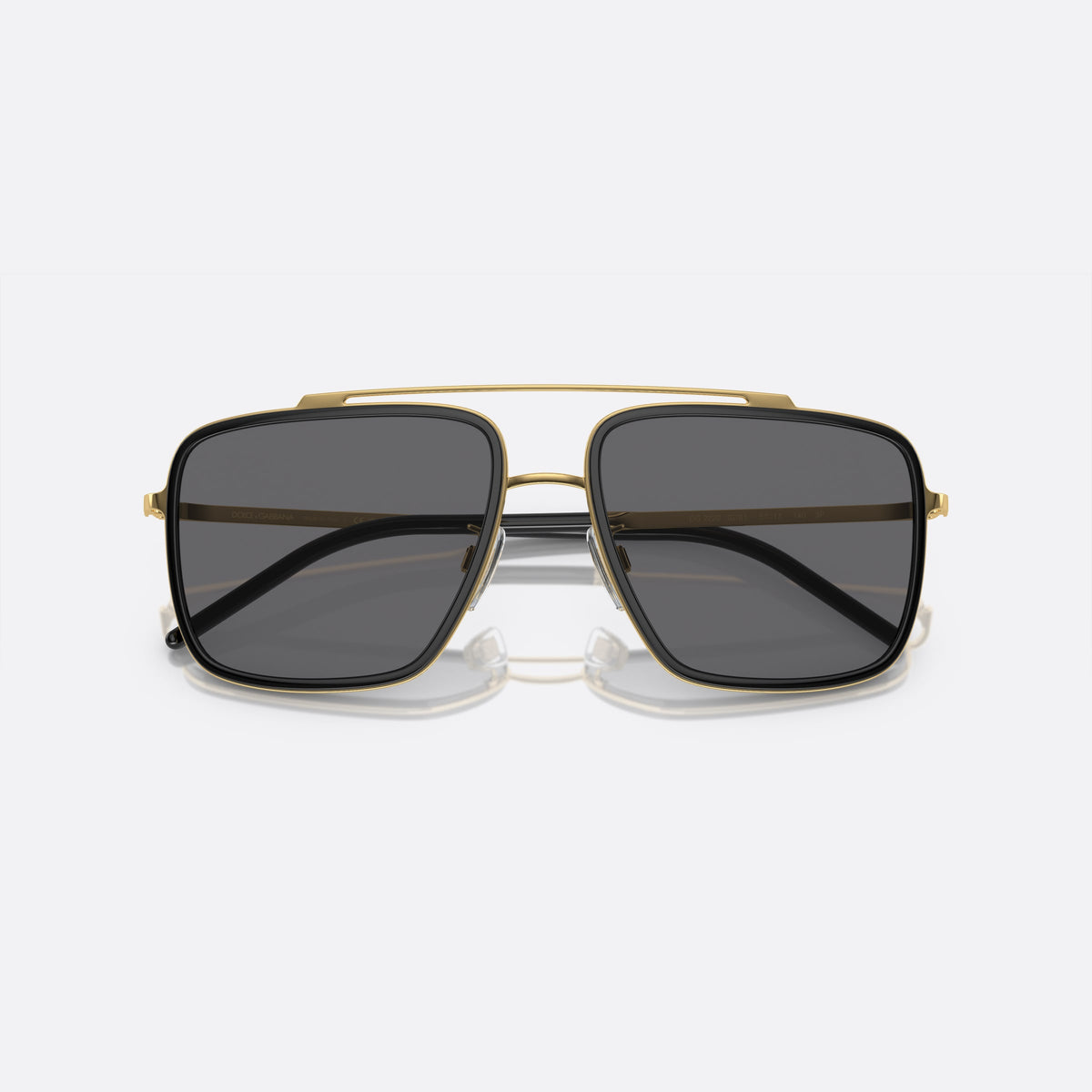 Dolce & Gabbana DG2220 02/81 sunglasses, black square frame for men, double bridge with top bar, folded