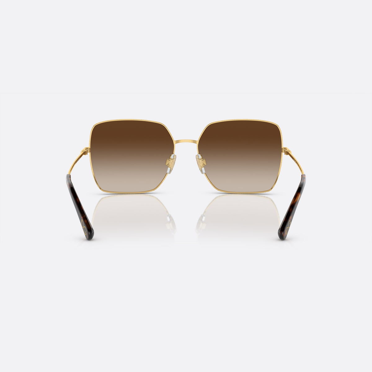 Dolce & Gabbana DG2242 02/13 sunglasses, gold square frame for women, plain metal bridge, slim tapered temples, back view