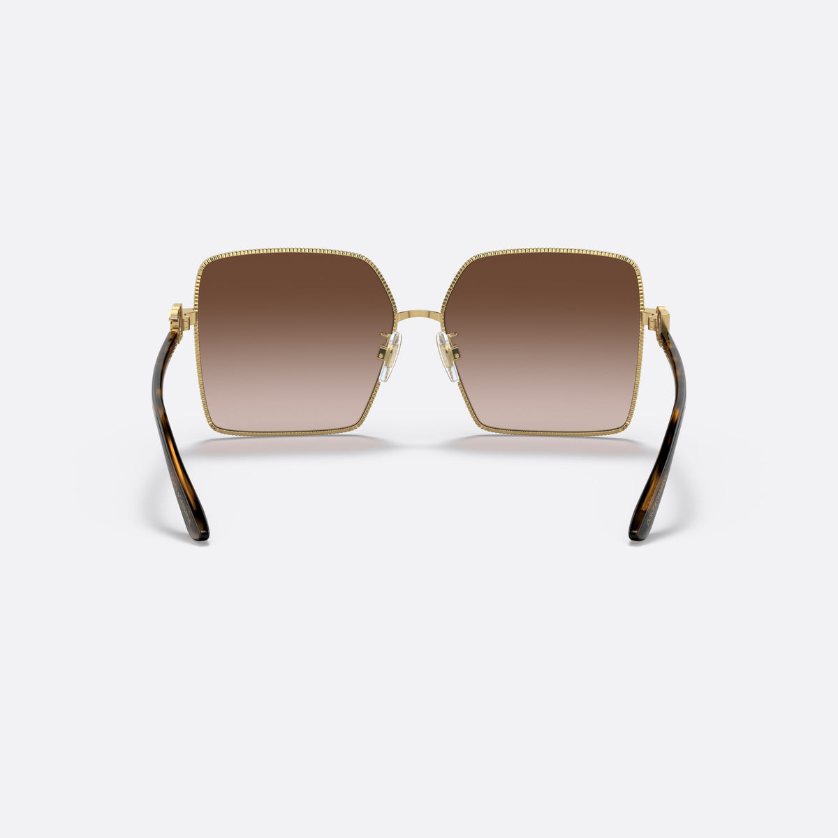 Ochelari de soare Dolce & Gabbana DG2279 02/13, patrati auriu, pentru femei, punte metalică în formă de șa, logo al brandului pe brațe, vedere din spate