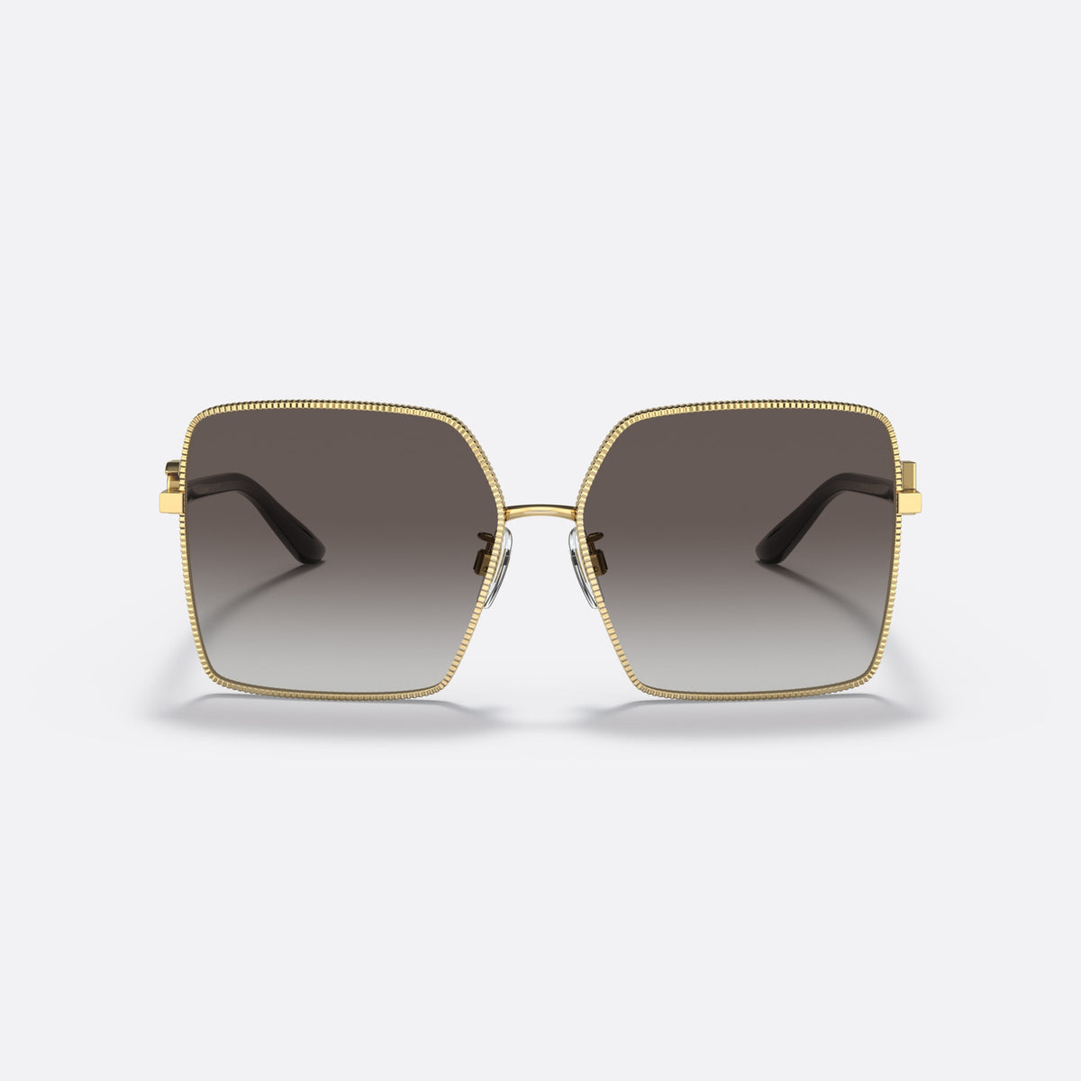 Dolce & Gabbana DG2279 02/8G E sunglasses, gold square frame for women, plain metal bridge, brand logo plaque on temples