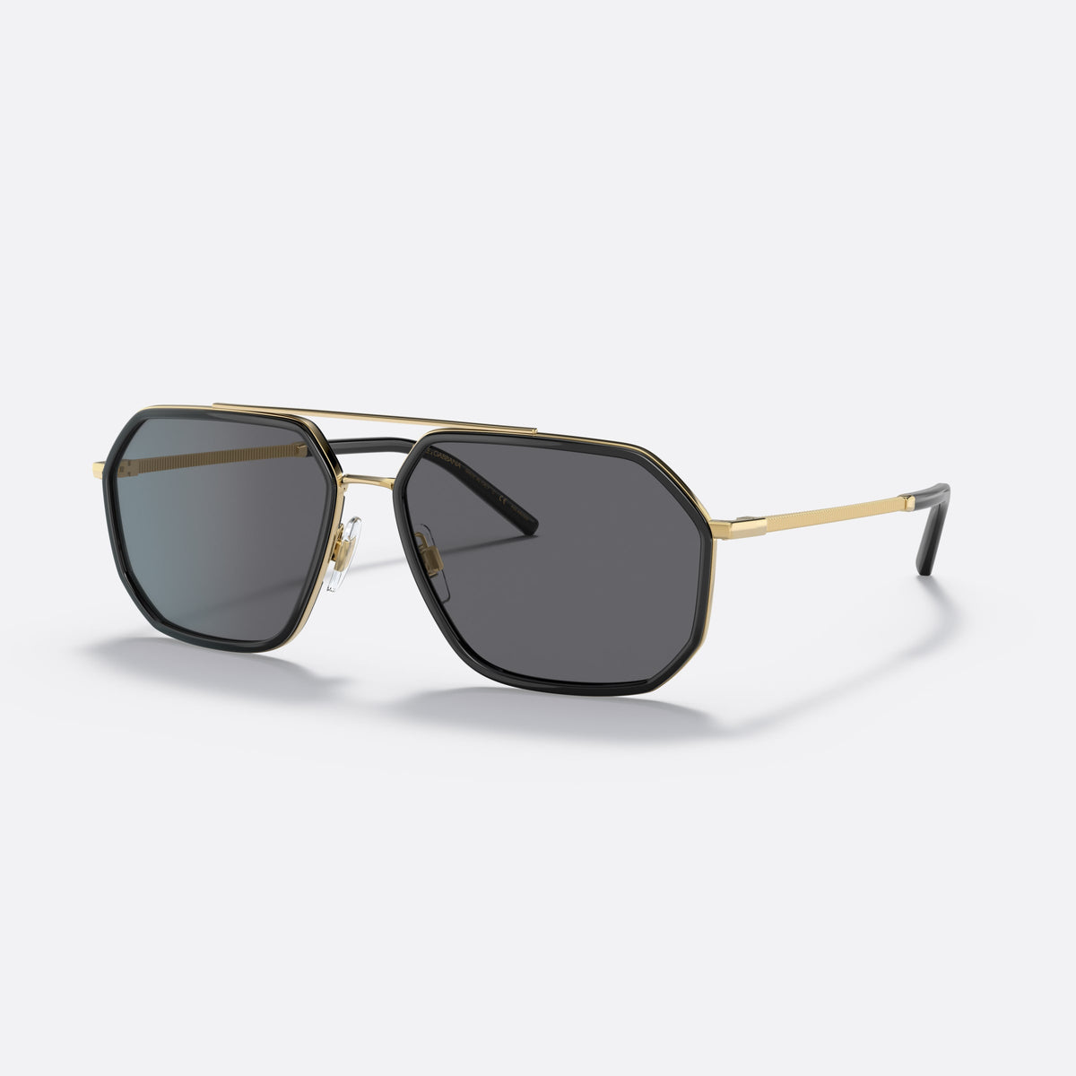 Ochelari de soare Dolce & Gabbana DG2285 02/81 A, pilot auriu, pentru bărbați, punte dublă cu bară superioară, literele brandului pe brațe
