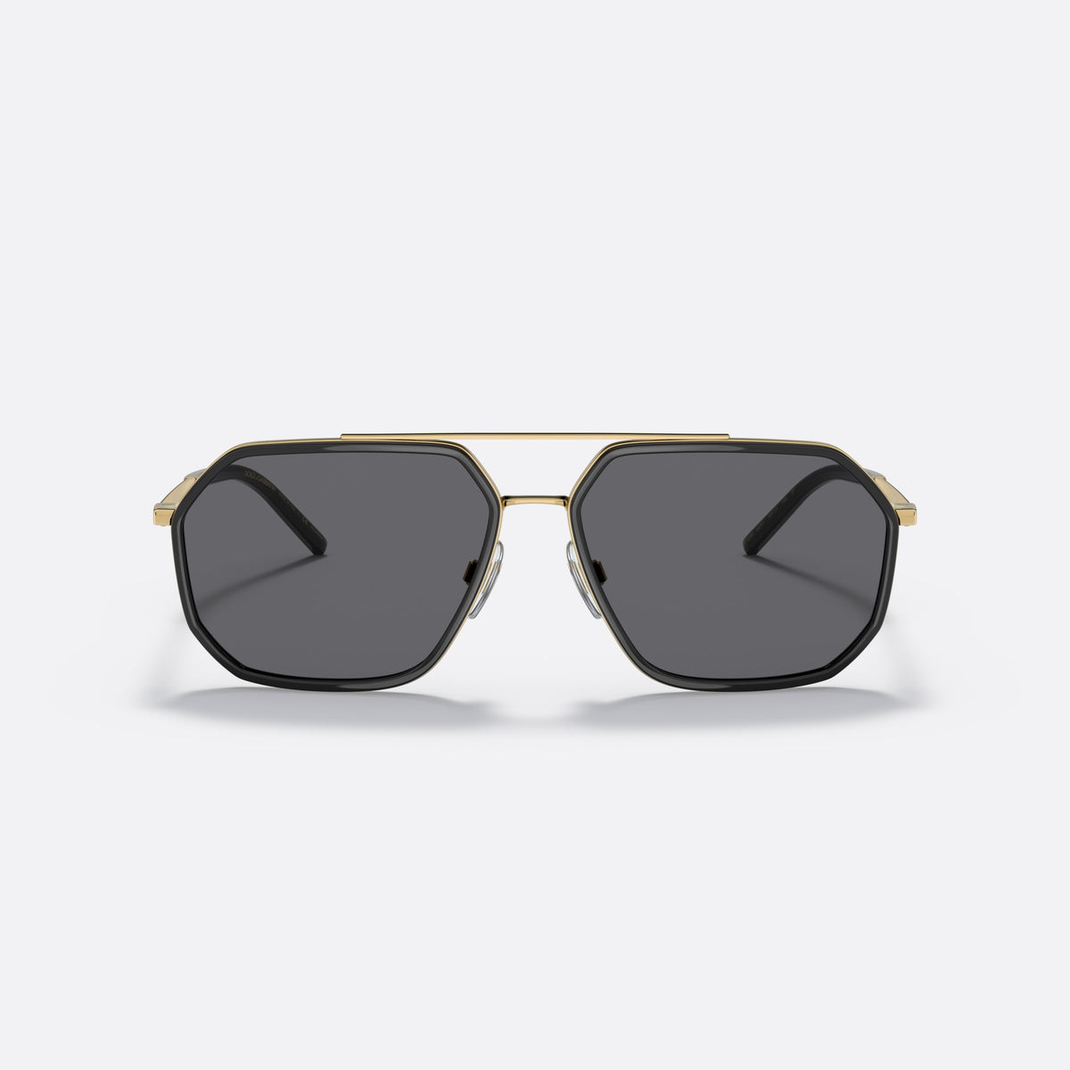 Ochelari de soare Dolce & Gabbana DG2285 02/81 A, pilot auriu, pentru bărbați, punte dublă cu bară superioară, literele brandului pe brațe