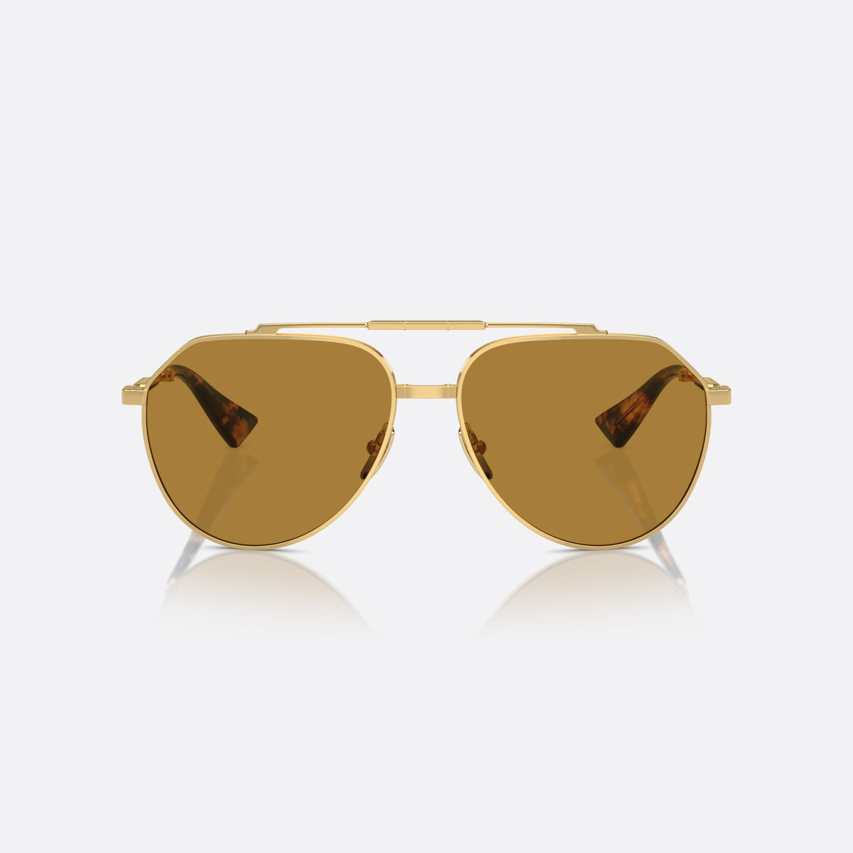 Ochelari de soare Dolce & Gabbana DG2302 02/53, pilot auriu, pentru bărbați, punte dublă cu bară superioară, vârfuri de braț conice, vedere din față
