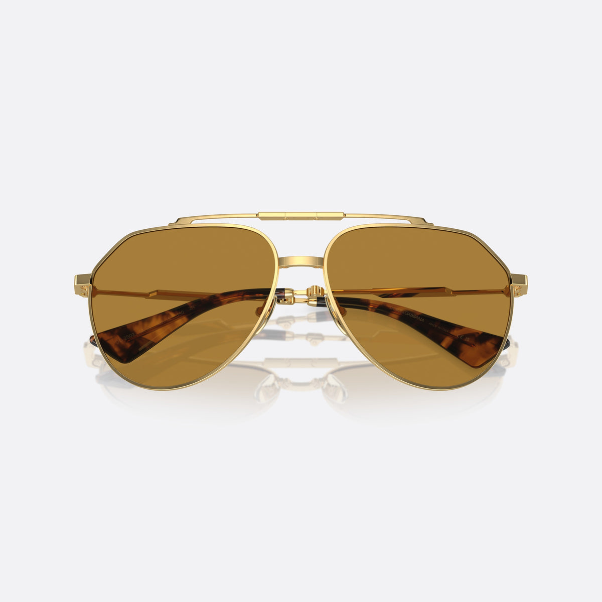 Ochelari de soare Dolce & Gabbana DG2302 02/53, pilot auriu, pentru bărbați, punte dublă cu bară superioară, vârfuri de braț conice, cu brațele pliate