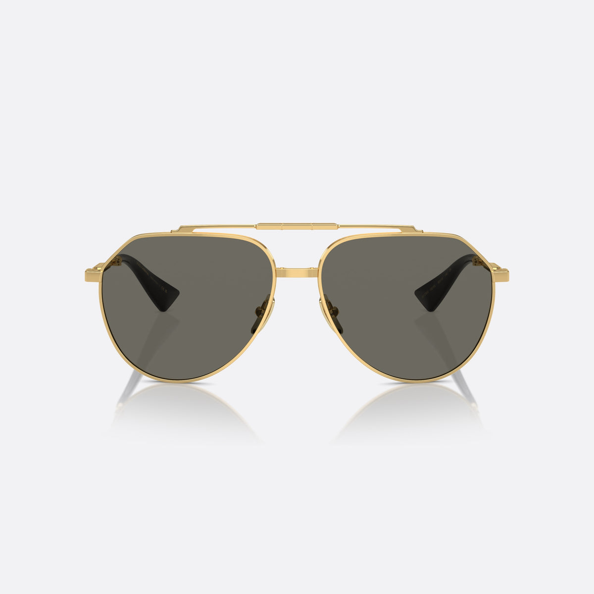 Dolce & Gabbana DG2302 02/R5 sunglasses, gold pilot frame for men, double bridge with top bar, brand lettering on the temples, front view