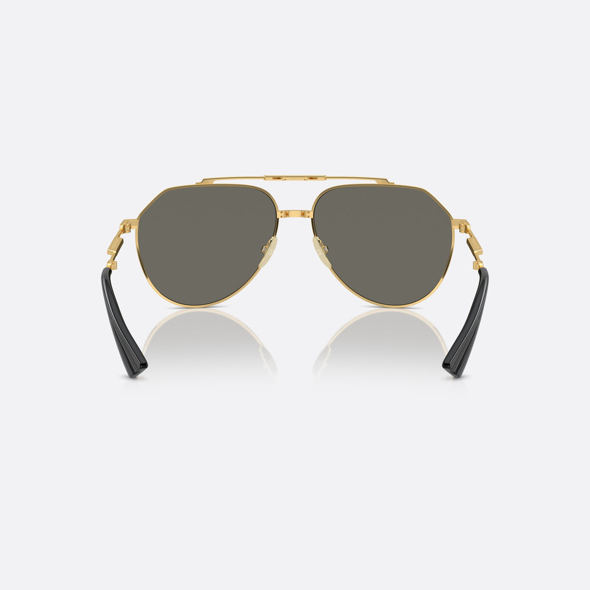 Dolce & Gabbana DG2302 02/R5 sunglasses, gold pilot frame for men, double bridge with top bar, brand lettering on the temples, back view