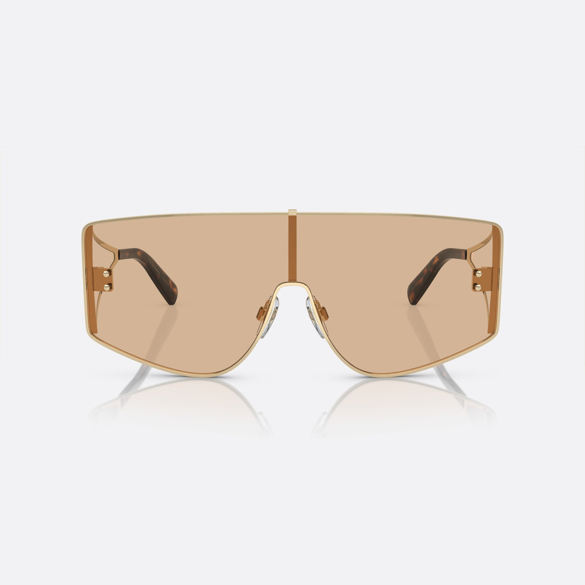 Ochelari de soare Dolce & Gabbana DG2305 1365/5A, rectangulari auriu, pentru bărbați, punte metalică integrată, literele brandului pe brațe, vedere din față