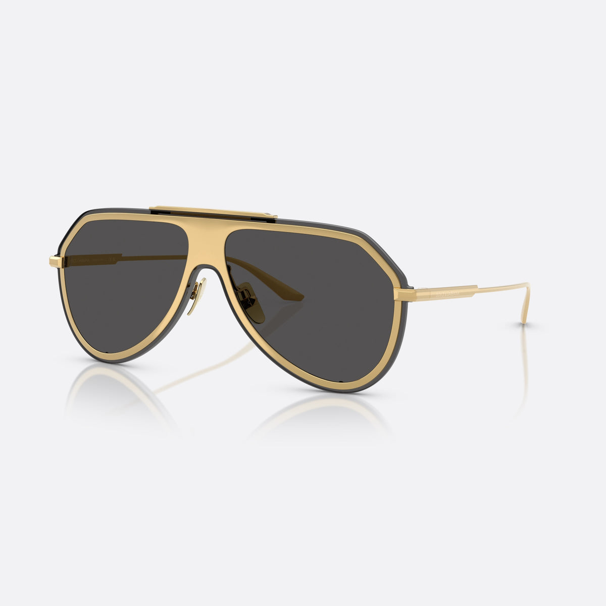 Dolce & Gabbana DG2309 02/87 sunglasses, gold pilot frame for men, single metal bridge with top bar, gold-tone metal hinges