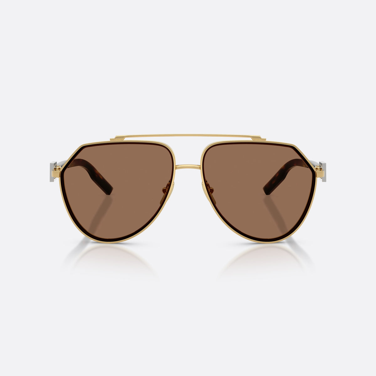 Dolce & Gabbana DG2315 02/73 sunglasses, gold pilot frame for men, double bridge with metal top bar, front view