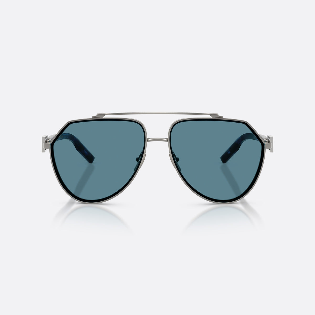 Dolce & Gabbana DG2315 04/80 sunglasses, grey pilot frame for men, double bridge with top bar, slim tapered temples, front view