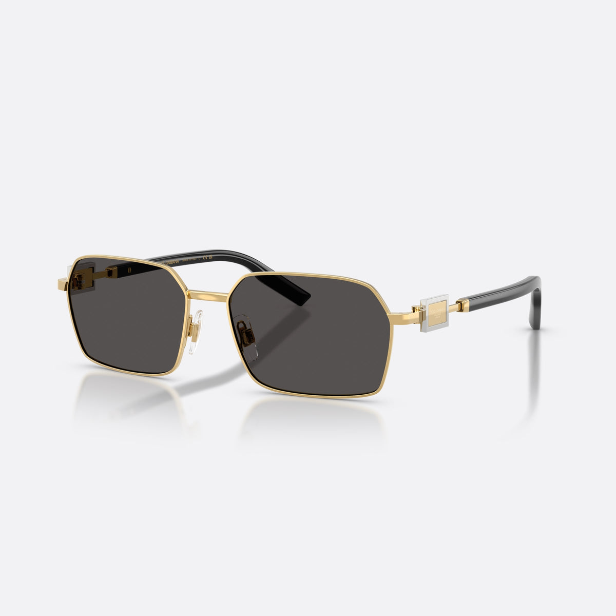 Ochelari de soare Dolce & Gabbana DG2316 02/87, rectangulari auriu, pentru bărbați, punte metalică simplă, placă cu sigla brandului pe braț