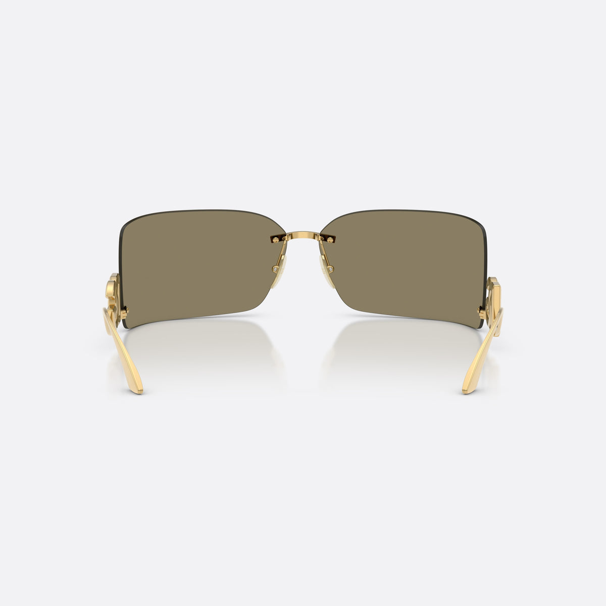 Dolce & Gabbana DG2319 02/5A sunglasses, gold rectangle frame for women, thin metal bridge bar, brand logo on temples, back view