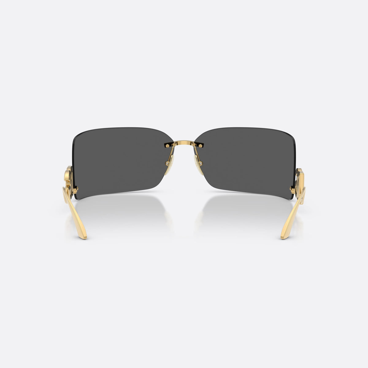 Dolce & Gabbana DG2319 02/87 sunglasses, gold rectangle frame for women, thin metal bridge, brand lettering on temples, back view
