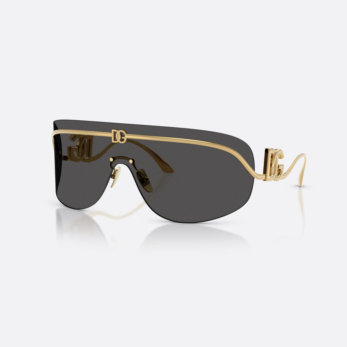 Ochelari de soare Dolce & Gabbana DG2320 02/87, pillow auriu, pentru femei, punte integrată cu accente metalice