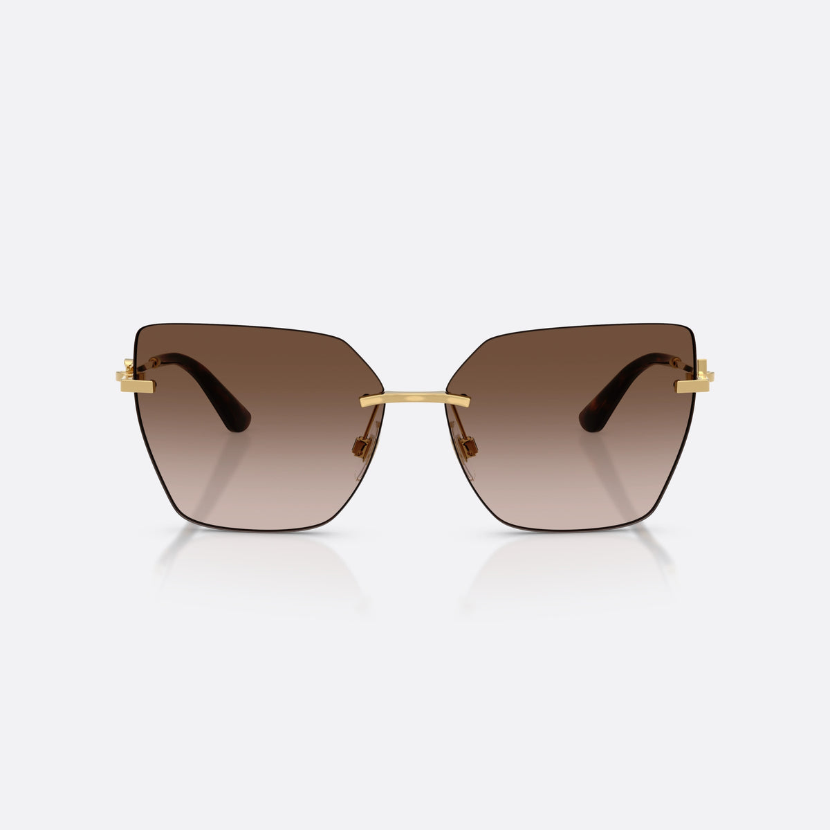 Ochelari de soare Dolce & Gabbana DG2321 02/13, cat eye auriu, pentru femei, punte metalică subțire cu accent auriu, vedere din față