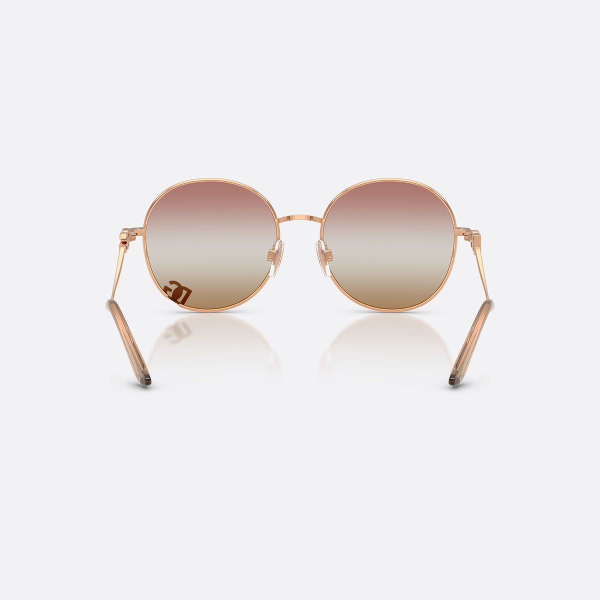 Ochelari de soare Dolce & Gabbana DG2324 1298EL, rotunzi auriu, pentru femei, punte metalică simplă, logo-ul brandului pe braț, vedere din spate