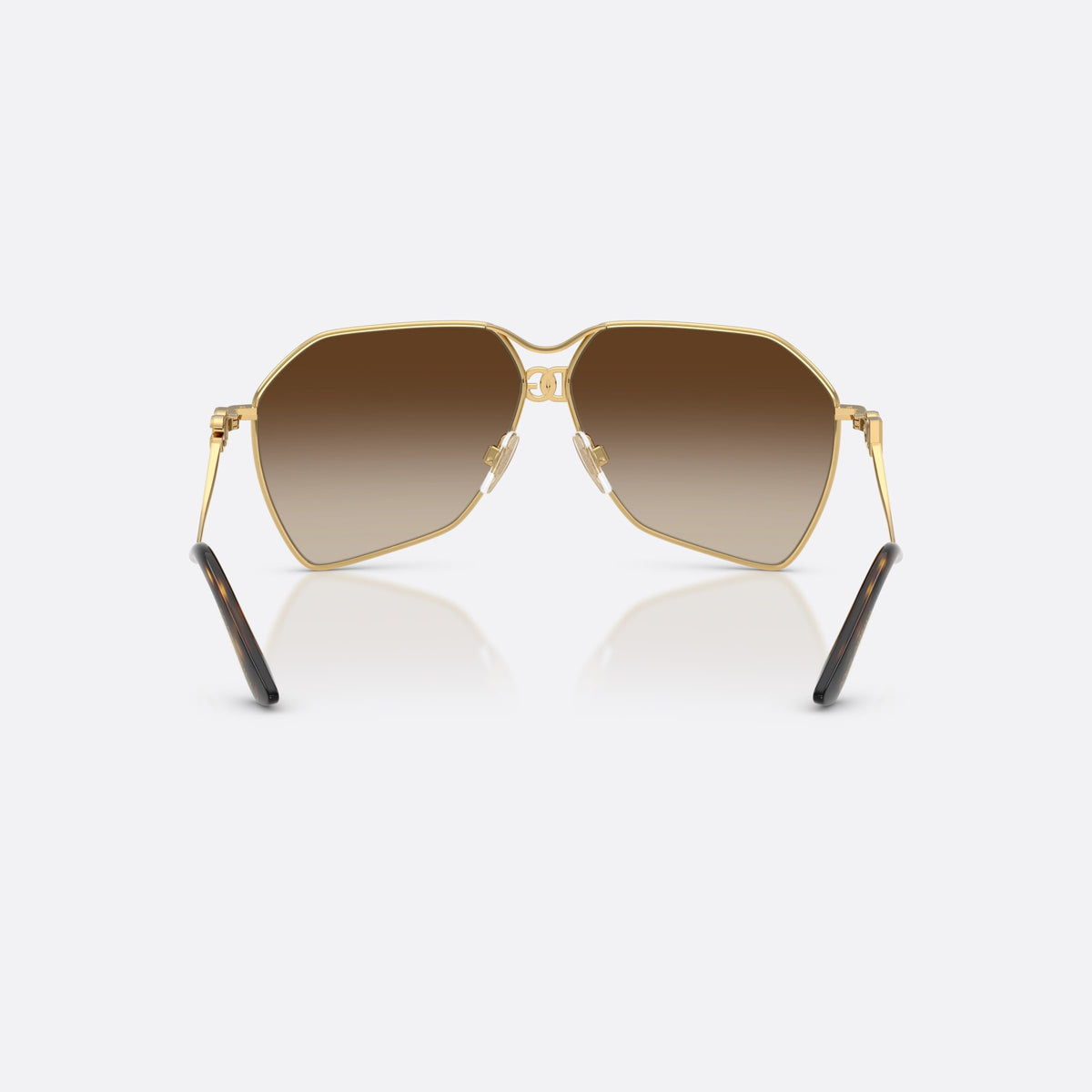Dolce & Gabbana DG2326 02/13 sunglasses, gold pilot frame for women, double bridge with central ornament, full-rim metal frame, back view