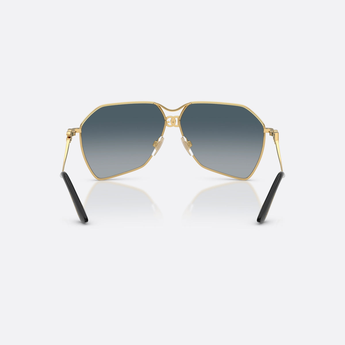 Ochelari de soare Dolce & Gabbana DG2326 02/79, pilot auriu, pentru femei, punte dublă cu ornament central, ramă completă metalică, vedere din spate